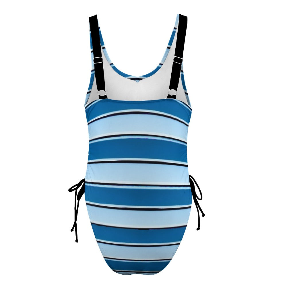 Ladies Blue and White One Piece Swimsuit