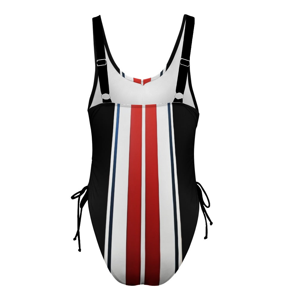 Ladies Racing Stripe One Piece Swimsuit