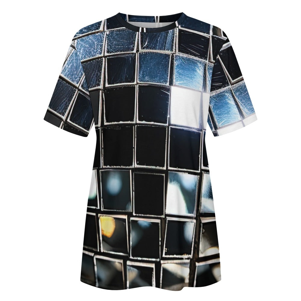 Women's 100% Cotton Disco Squares T-Shirt