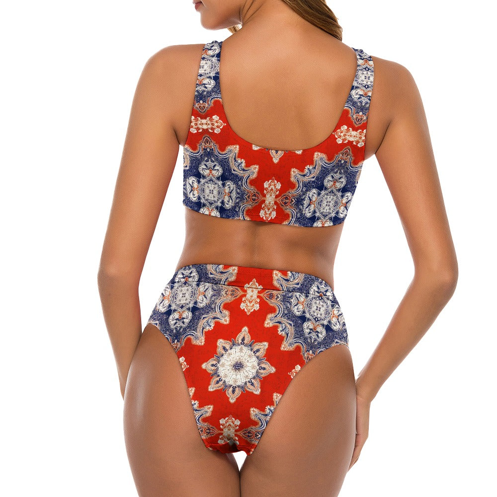 Women's Black Safflower Bikini Swimsuit