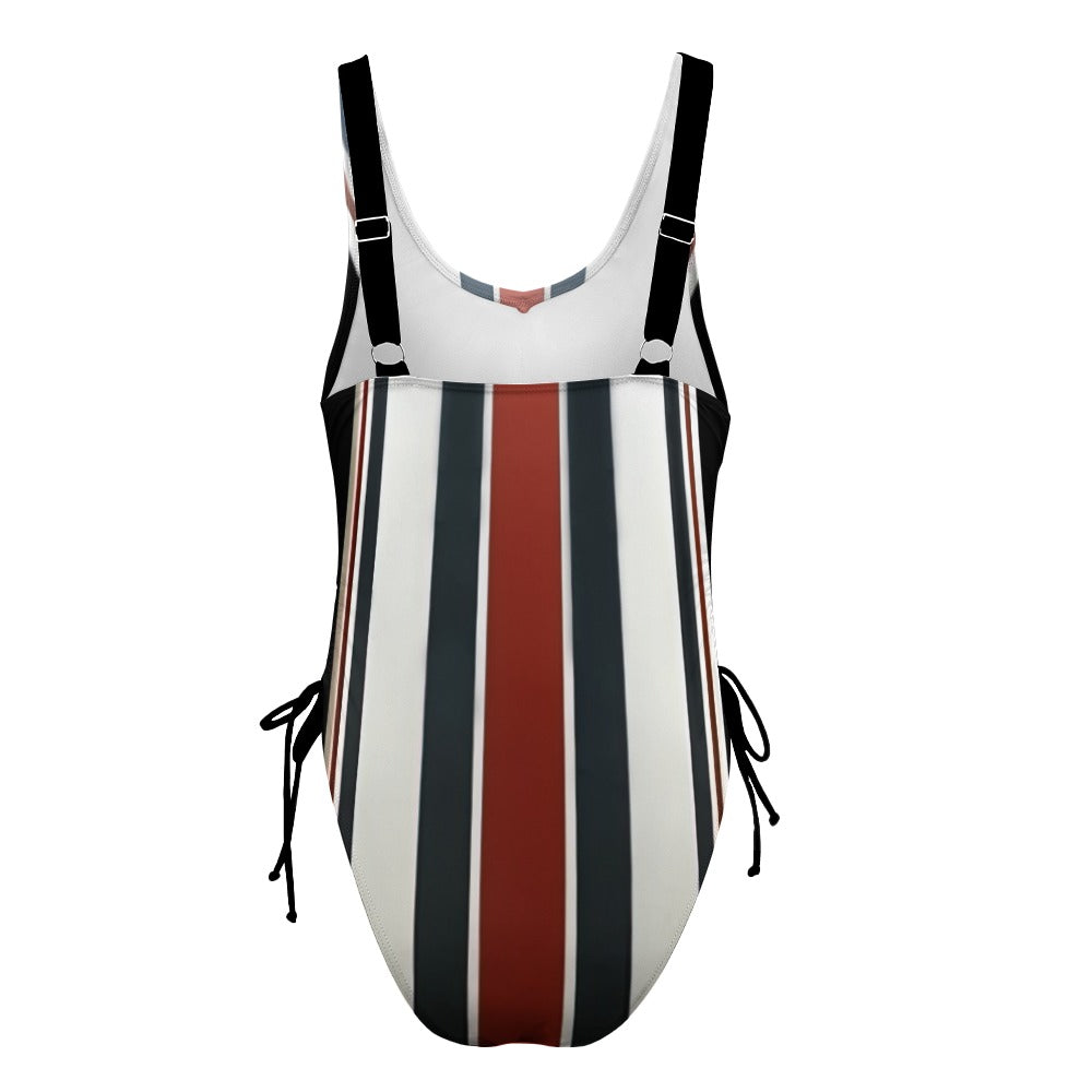 Ladies Racing Stripe One Piece Swimsuit