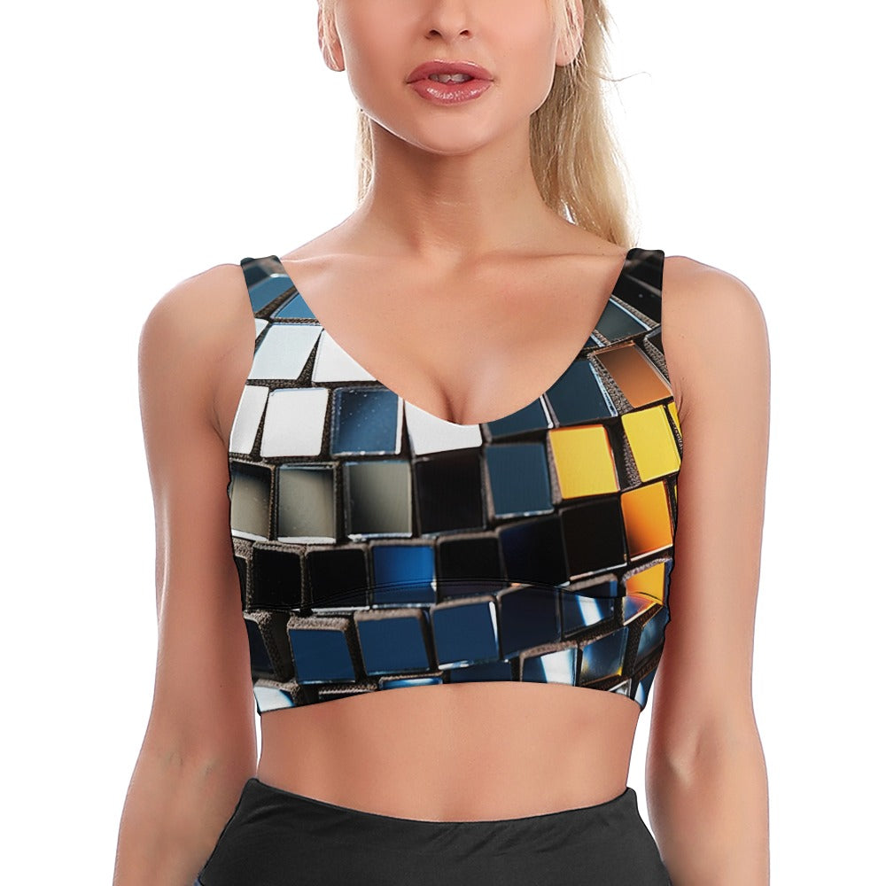 Women's Comfortable Discoball Texture Sports Bra
