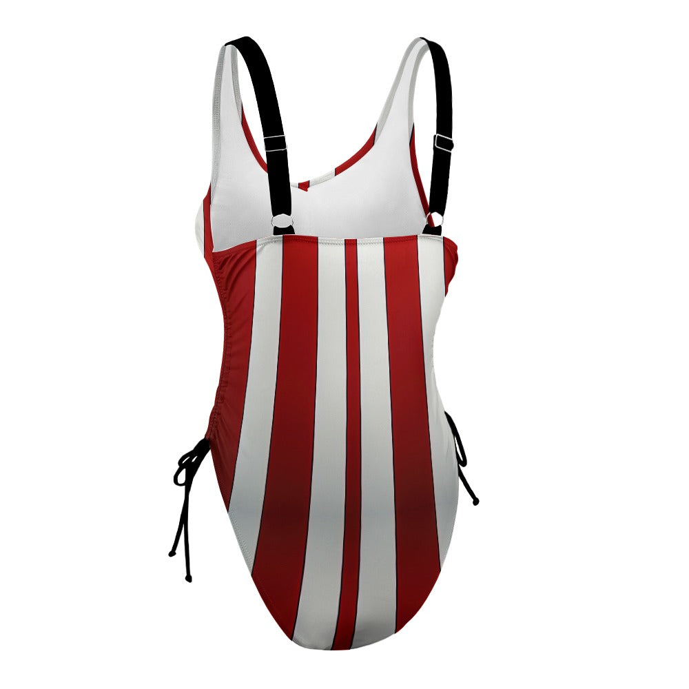Ladies Red and White One Piece Swimsuit
