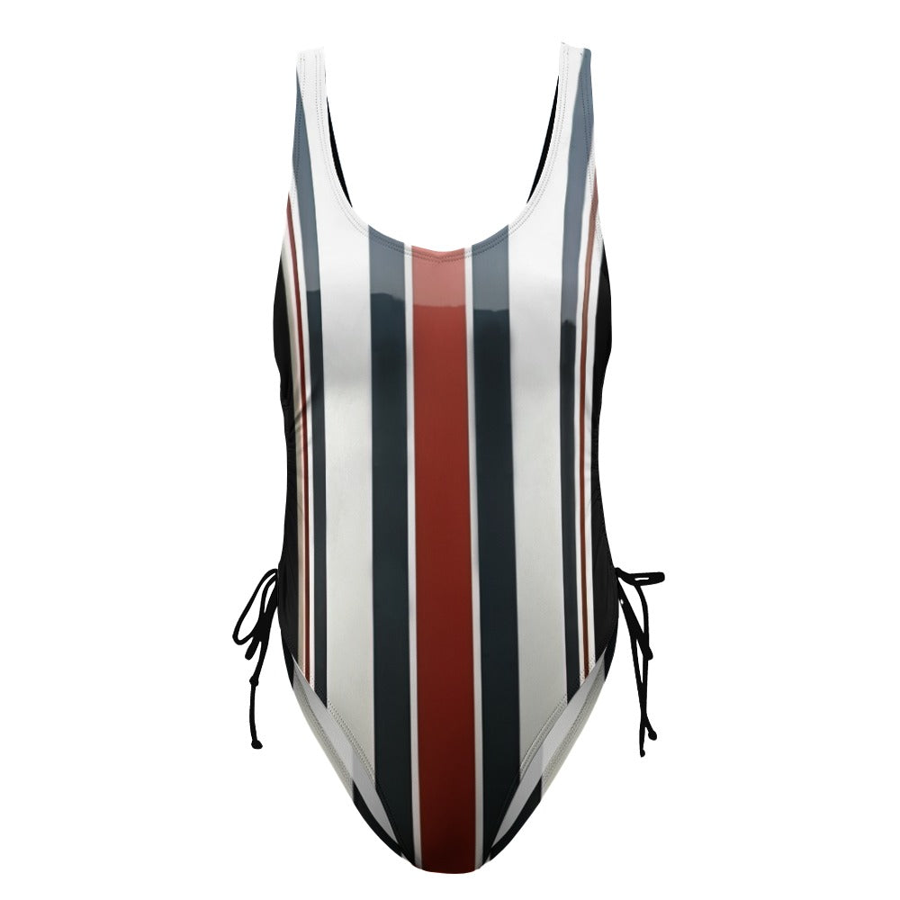 Ladies Racing Stripe One Piece Swimsuit