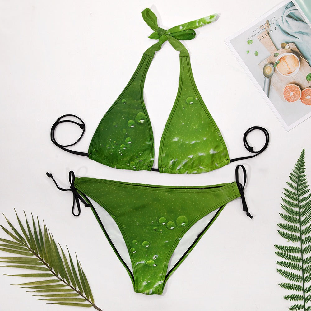 Ladies Sexy V-Neck Lime Bikini Swimsuit