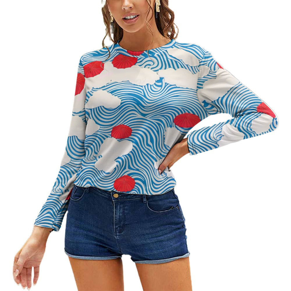 Women's Red White and Blue Long Sleeve Shirt