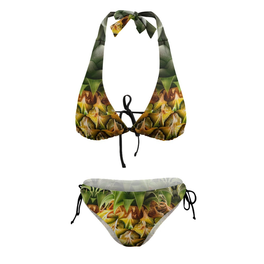 Ladies Sexy V-Neck Bikini Swimsuit Pineapple Theme