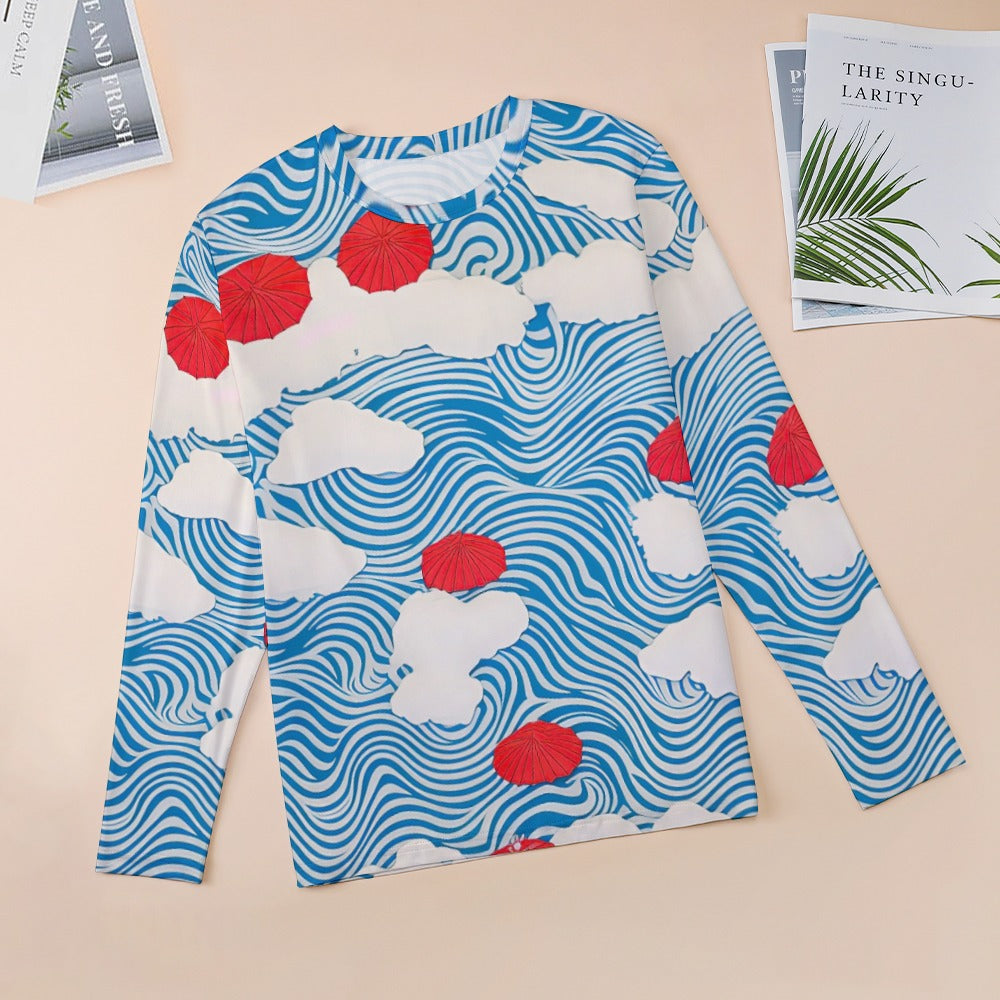Women's Red White and Blue Long Sleeve Shirt