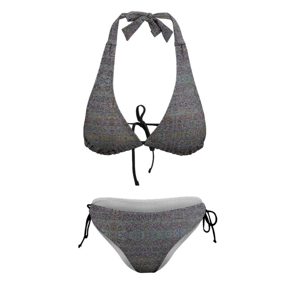 Ladies Sexy V-Neck TV Static Bikini Swimsuit