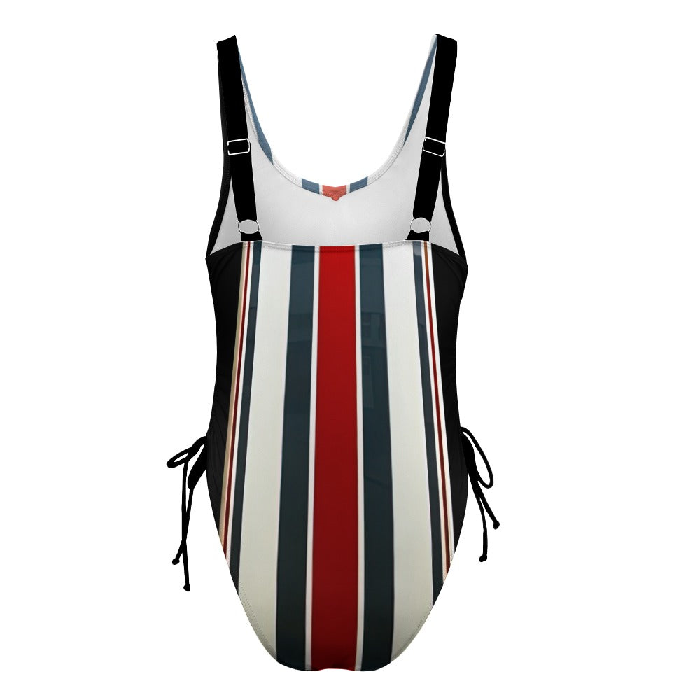 Ladies Racing Stripe One Piece Swimsuit