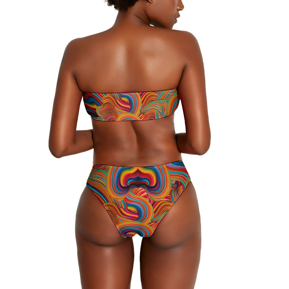 Ladies Two Piece Rainbow Bikini Swimsuit