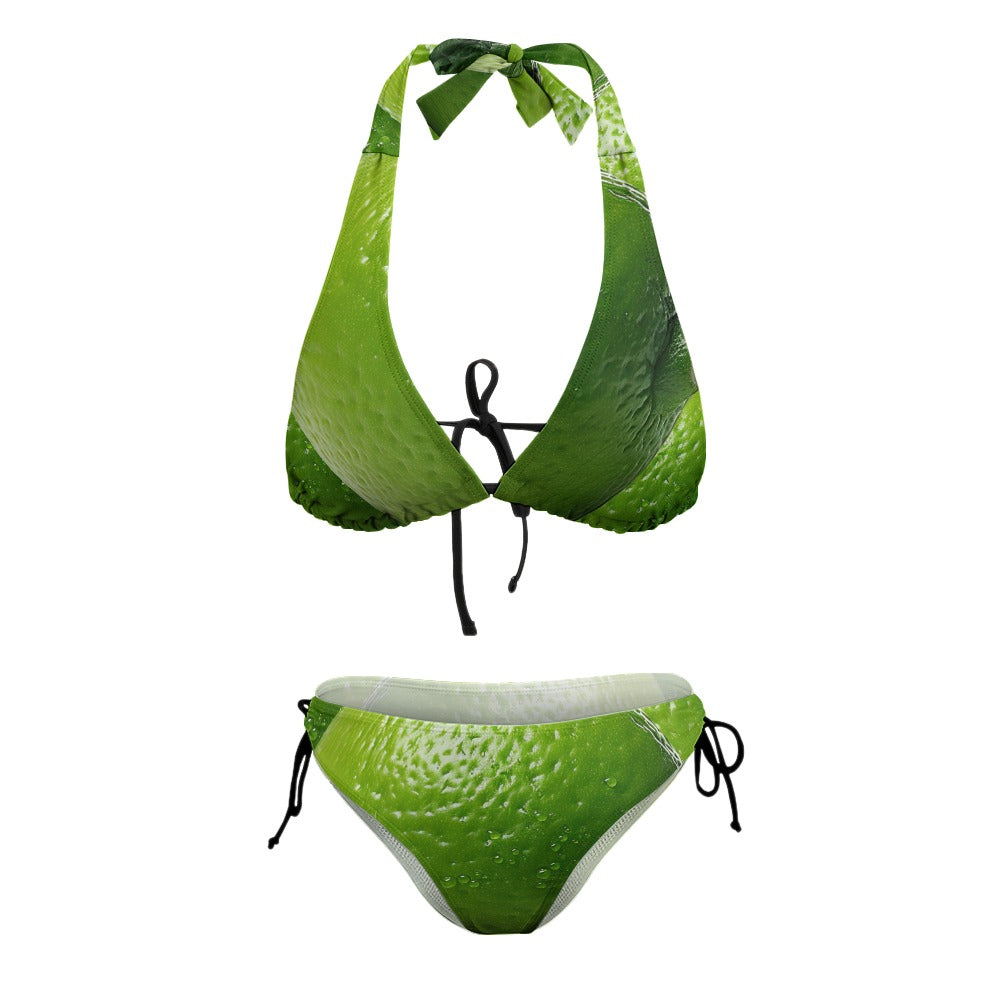 Ladies Sexy V-Neck Lime Bikini Swimsuit