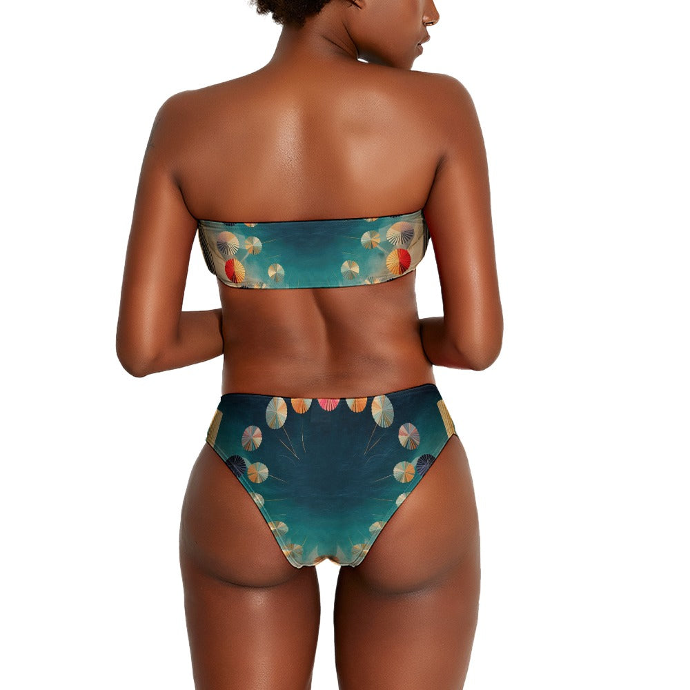 Ladies Art Deco Two Piece Bikini Swimsuit