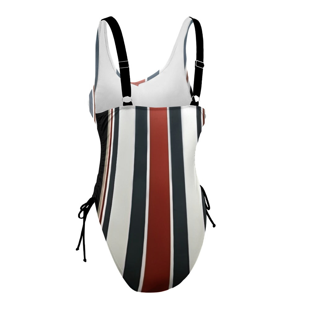 Ladies Racing Stripe One Piece Swimsuit