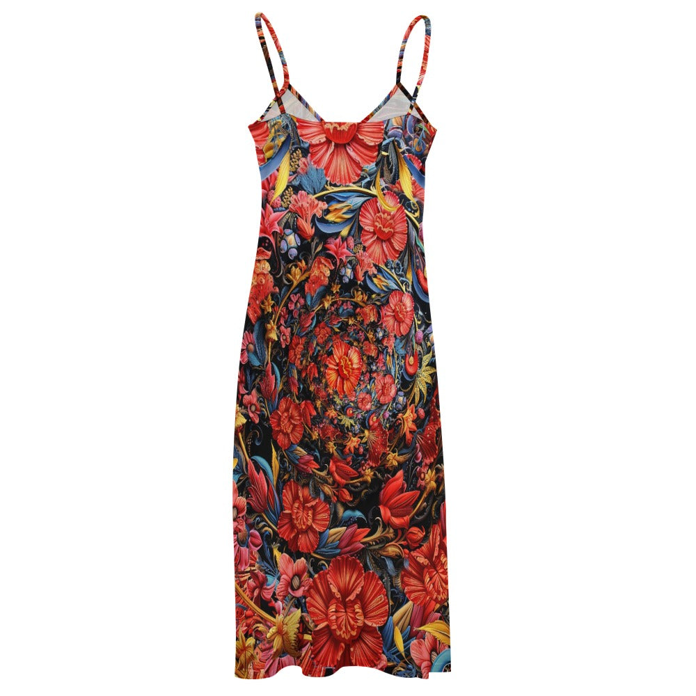 Floral Print Sling Ankle Long Dress