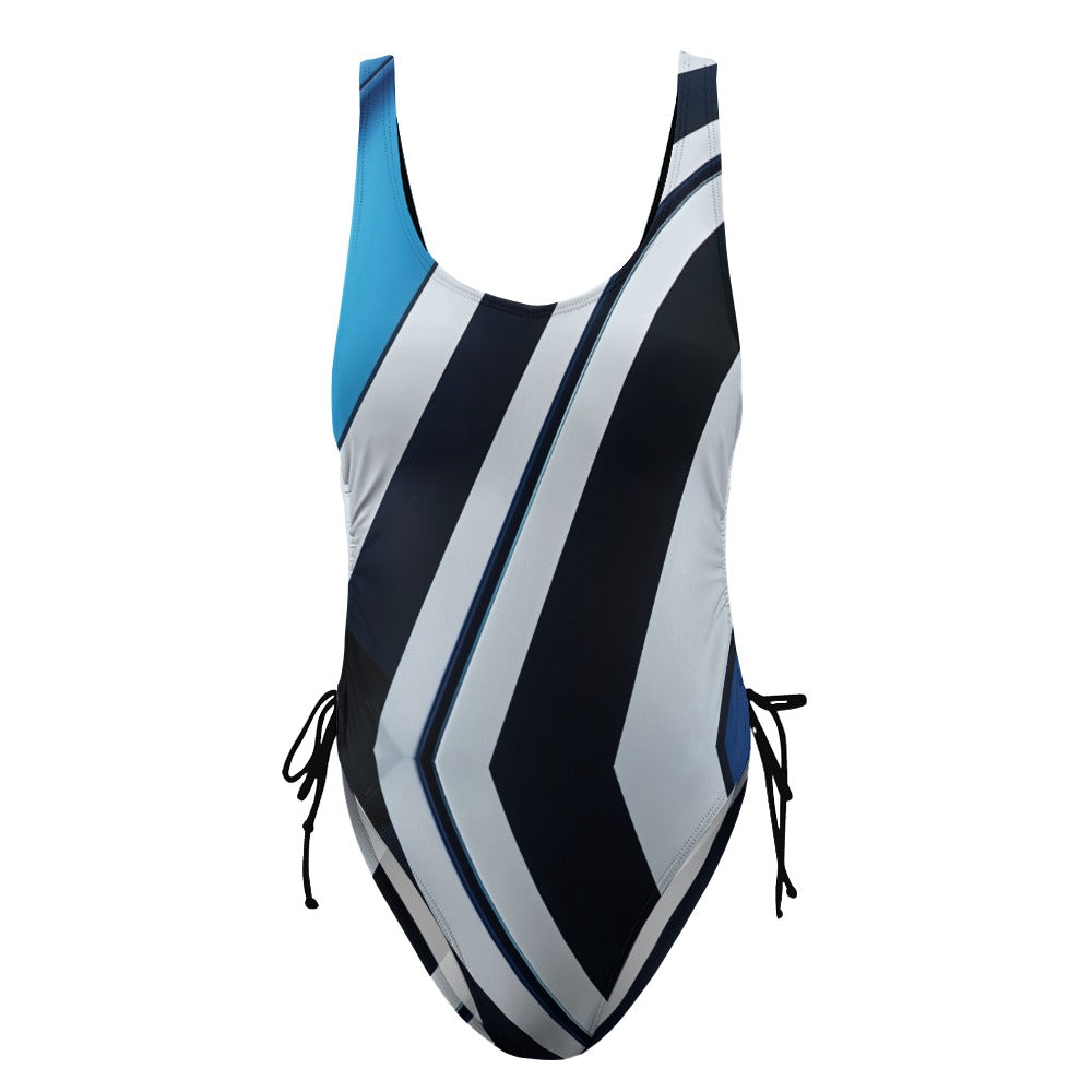 Ladies Black and Blue One Piece Swimsuit