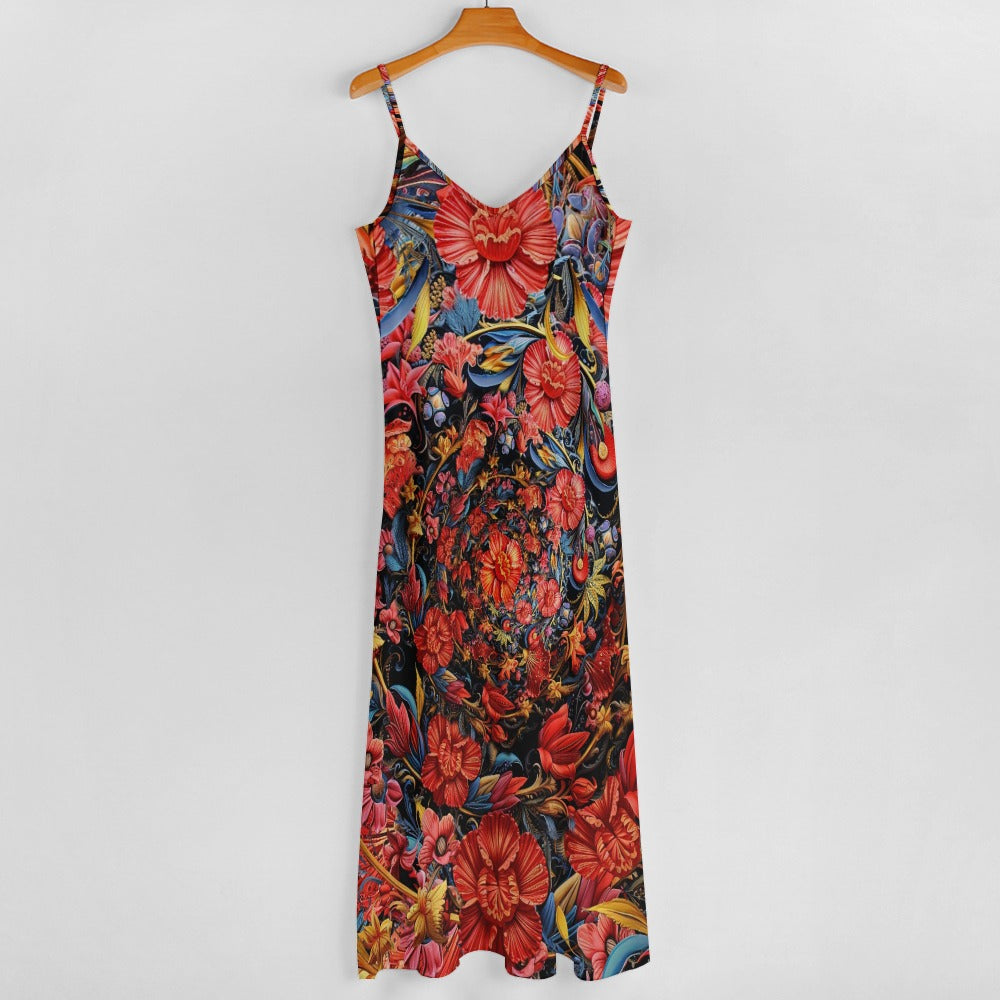 Floral Print Sling Ankle Long Dress
