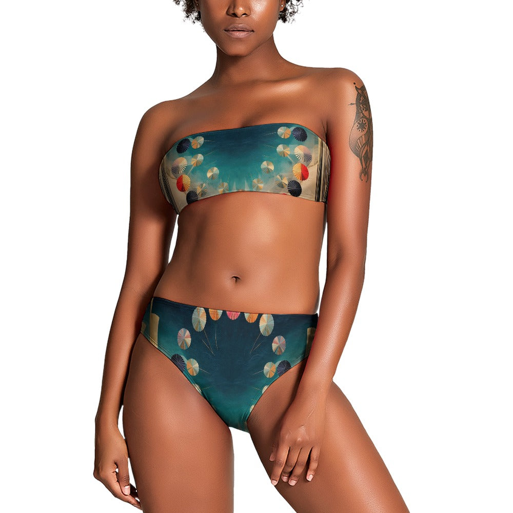 Ladies Art Deco Two Piece Bikini Swimsuit