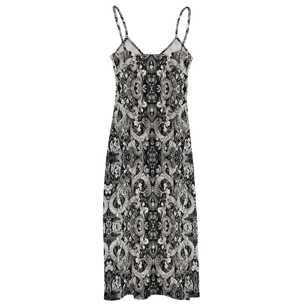 Black and White Sling Ankle Long Dress
