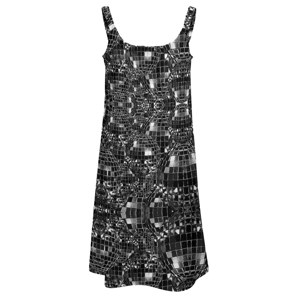 Black and White Disco Ball Pattern Beach Sling Skirt