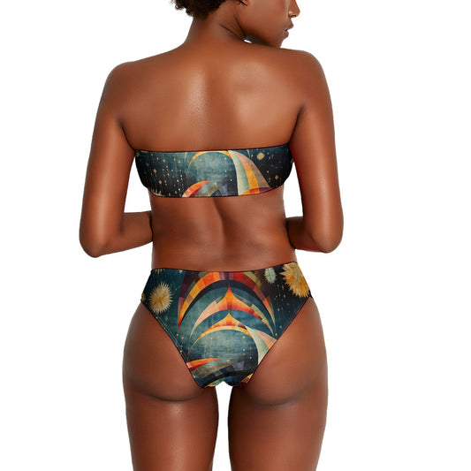 Ladies Art Deco Two Piece Bikini Swimsuit