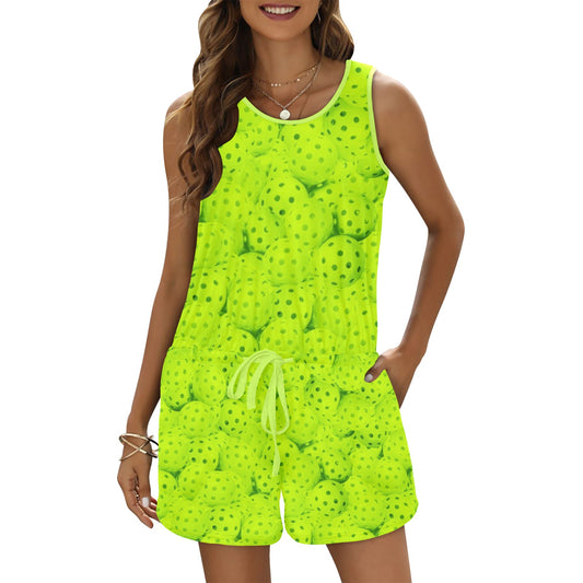 All Over Print Vest Short Jumpsuit (Sets 15)