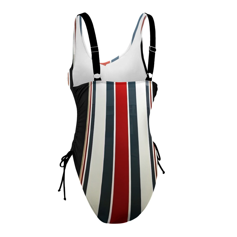 Ladies Racing Stripe One Piece Swimsuit