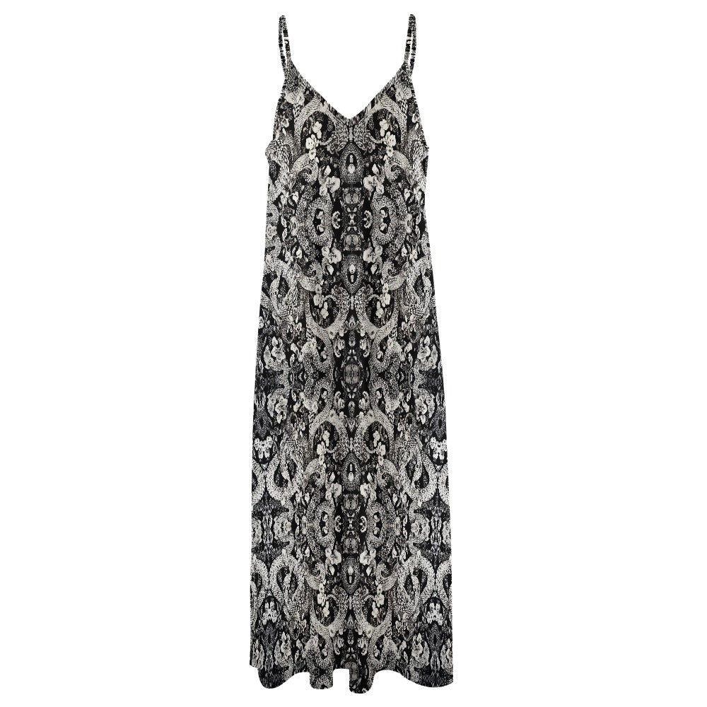 Black and White Sling Ankle Long Dress