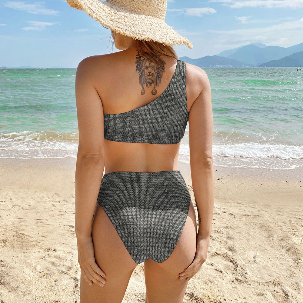 Knit Print Two Piece Bikini Swimsuit