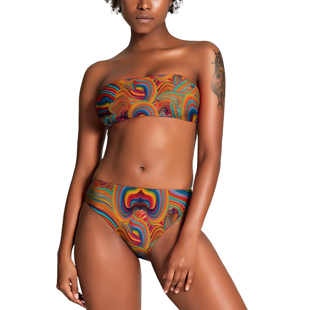 Ladies Two Piece Rainbow Bikini Swimsuit