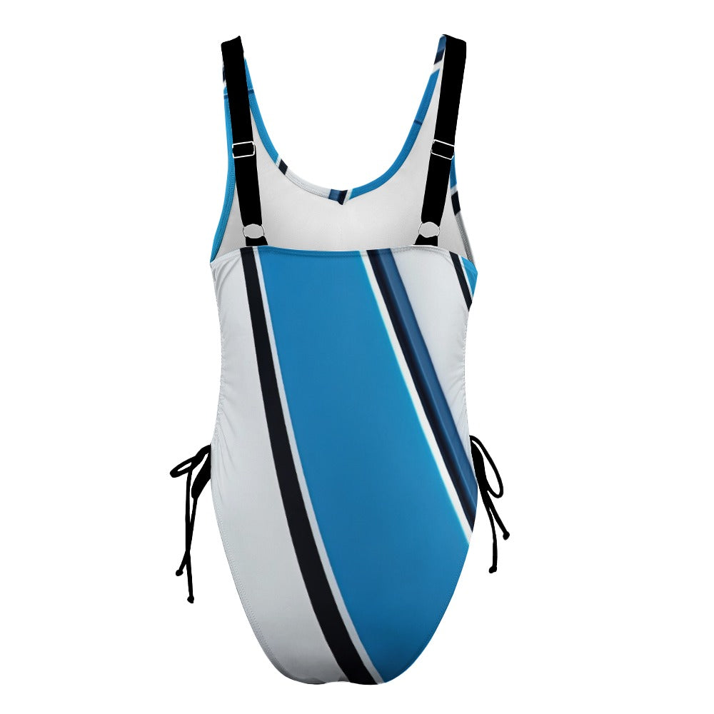 Ladies Blue and White One Piece Swimsuit