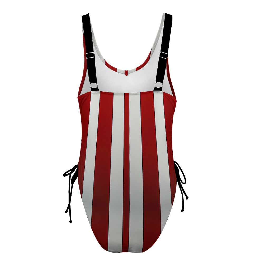 Ladies Red and White One Piece Swimsuit