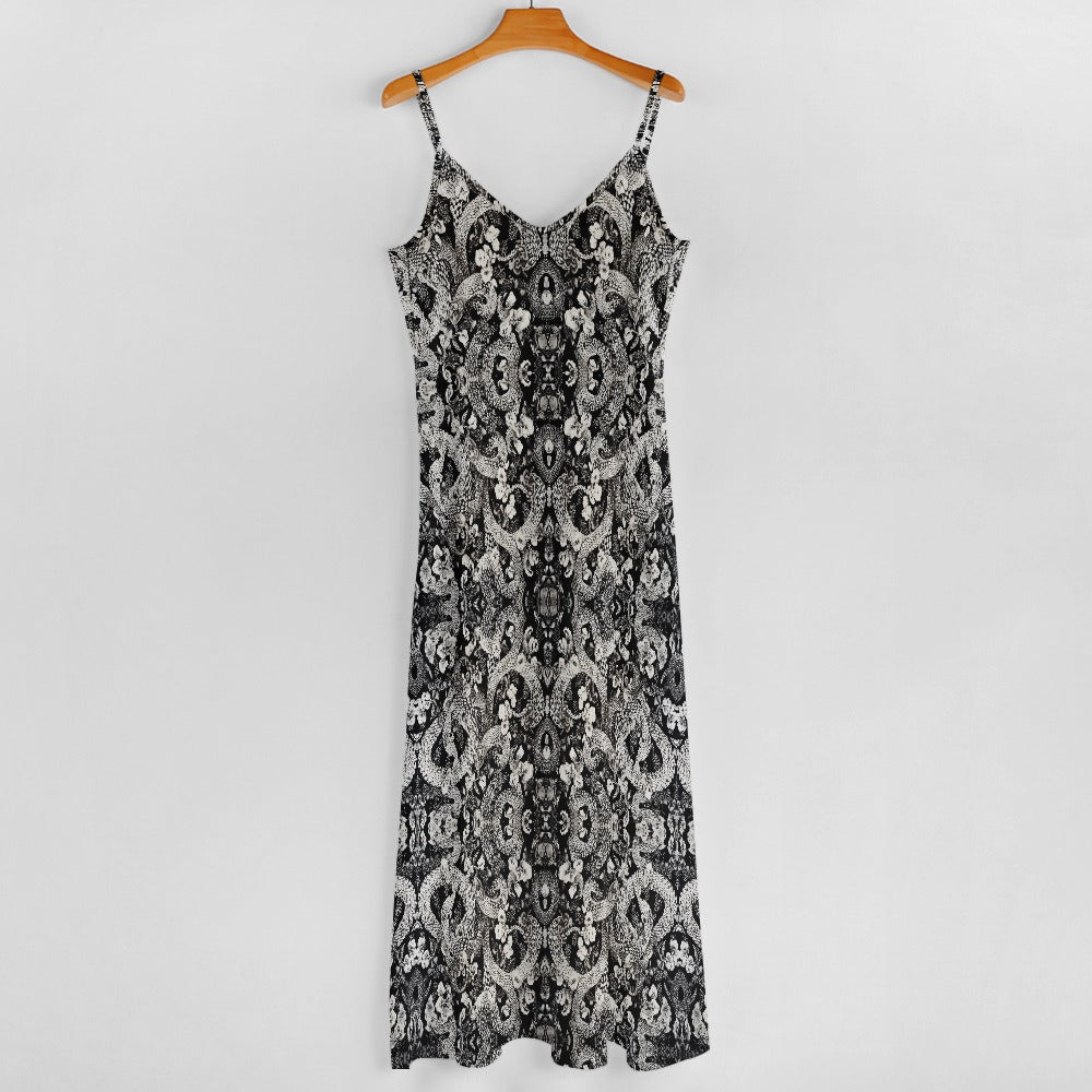 Black and White Sling Ankle Long Dress