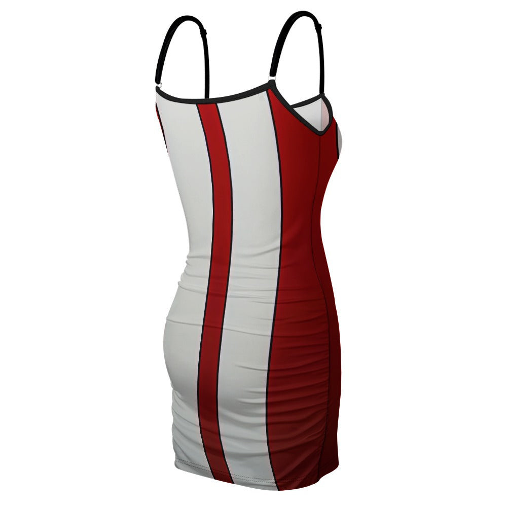 Women's Red and White Striped Slim Sexy Package Hip Skirt