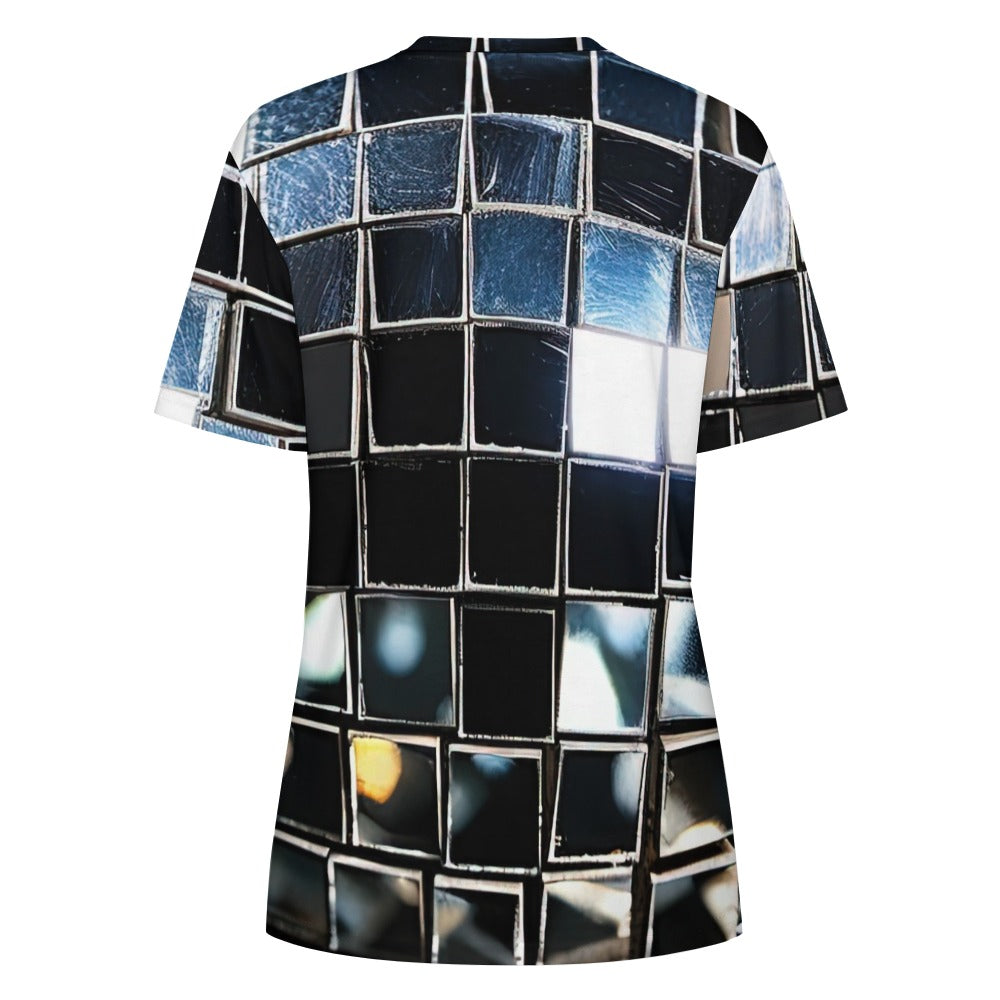 Women's 100% Cotton Disco Squares T-Shirt