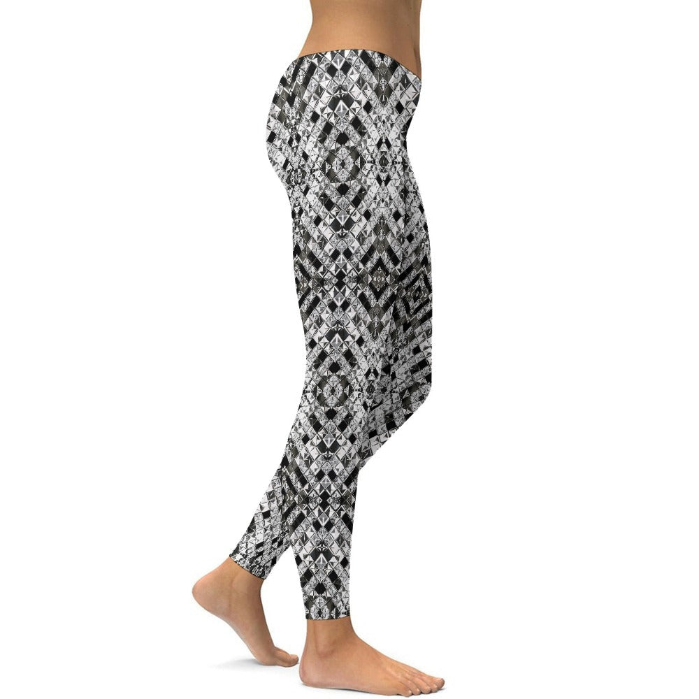 Black and White Diamond Yoga Pants