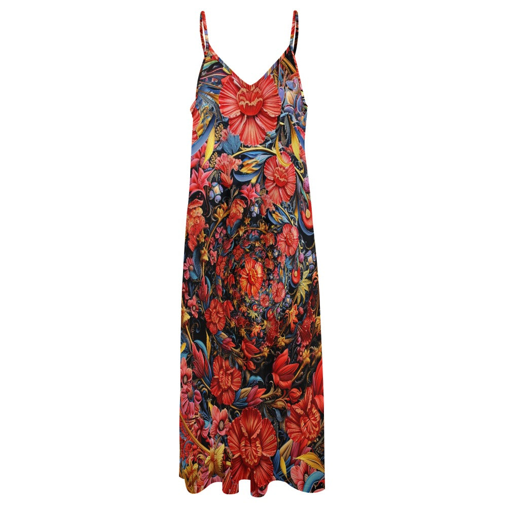 Floral Print Sling Ankle Long Dress