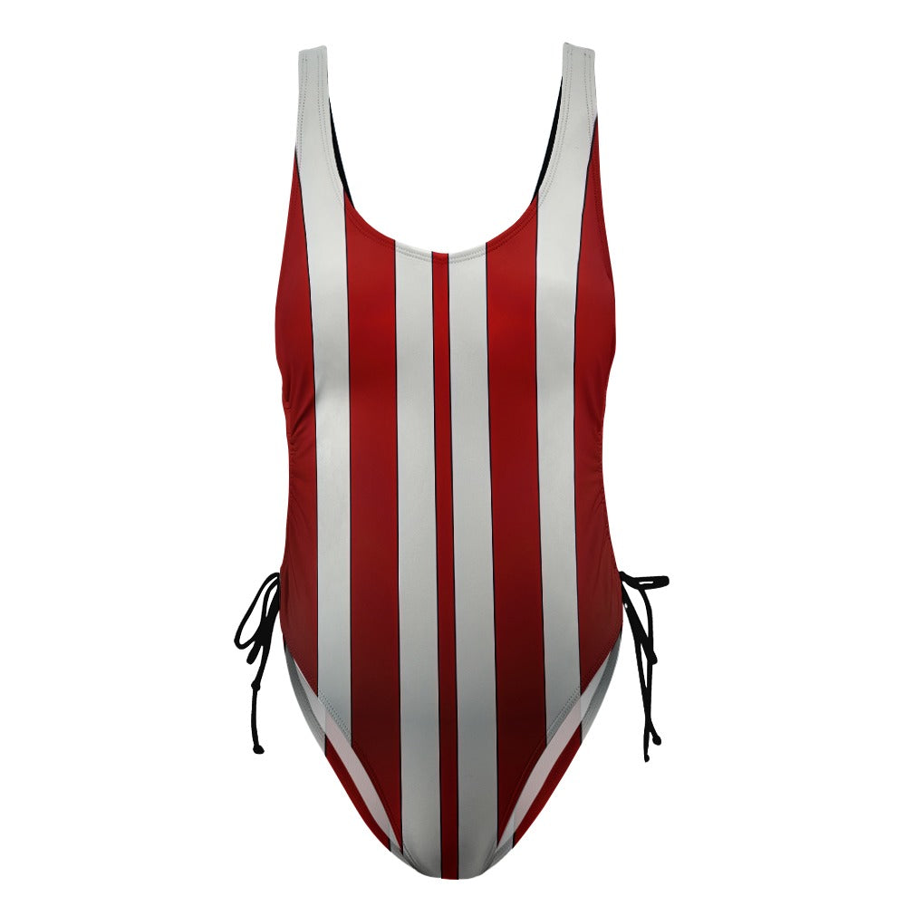 Ladies Red and White One Piece Swimsuit
