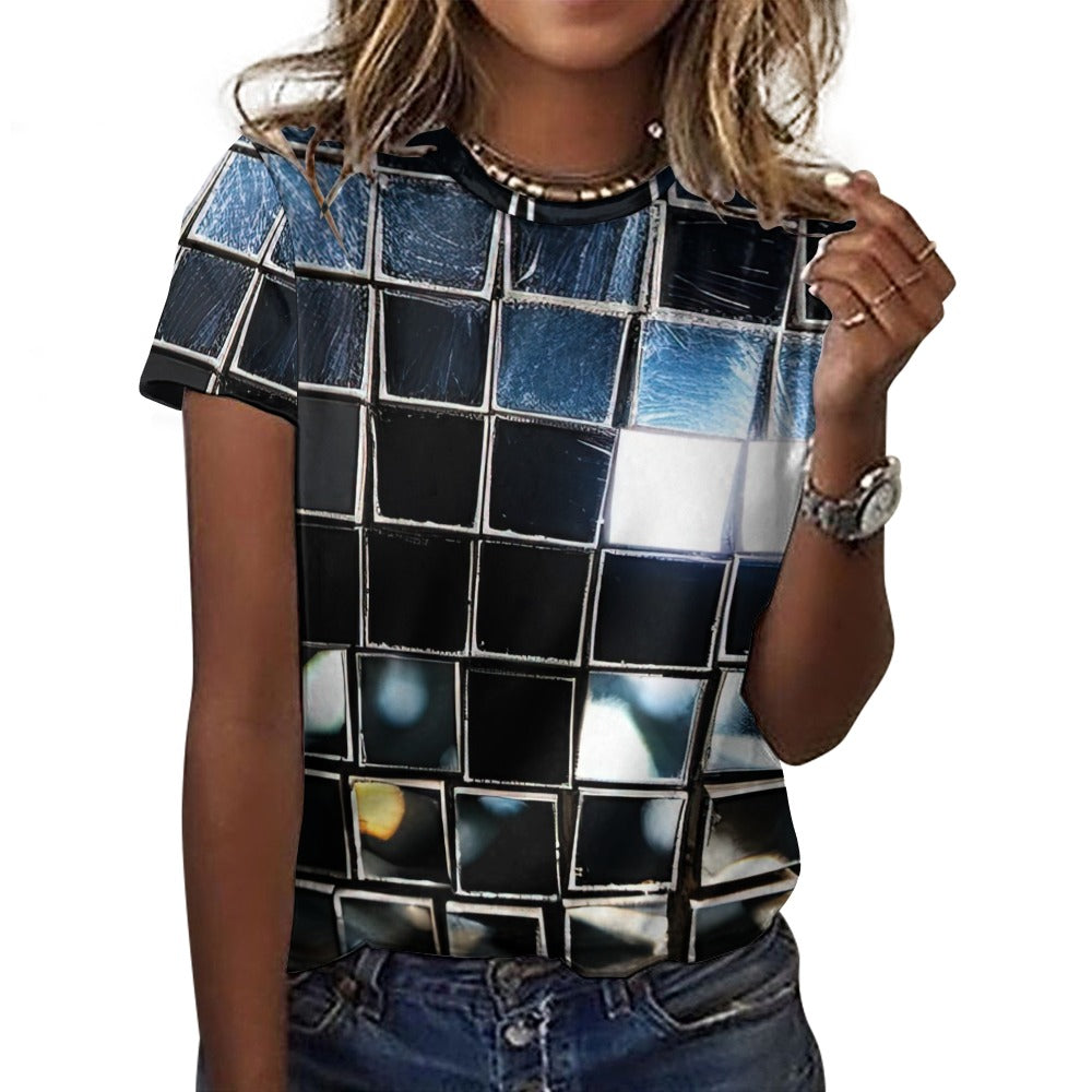 Women's 100% Cotton Disco Squares T-Shirt