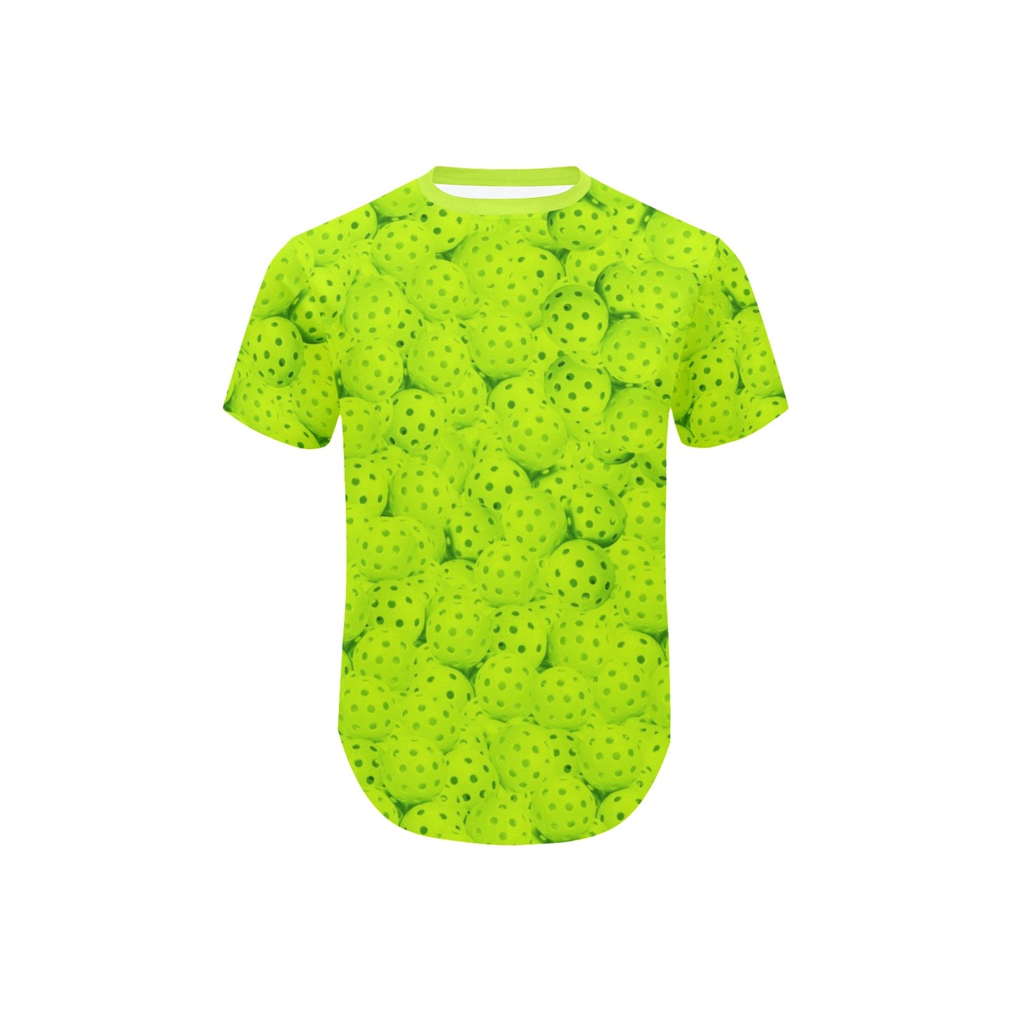 Neon Green Pickleball Curved Hem T-Shirt