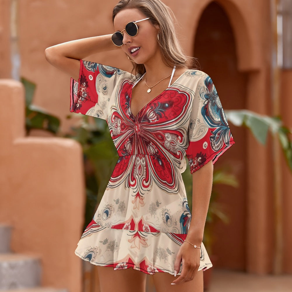 Ladies Thin Short Sleeve One Piece Dress