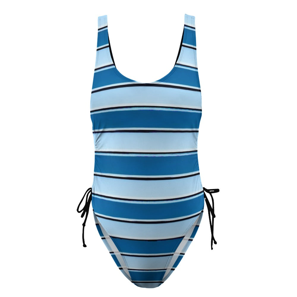 Ladies Blue and White One Piece Swimsuit