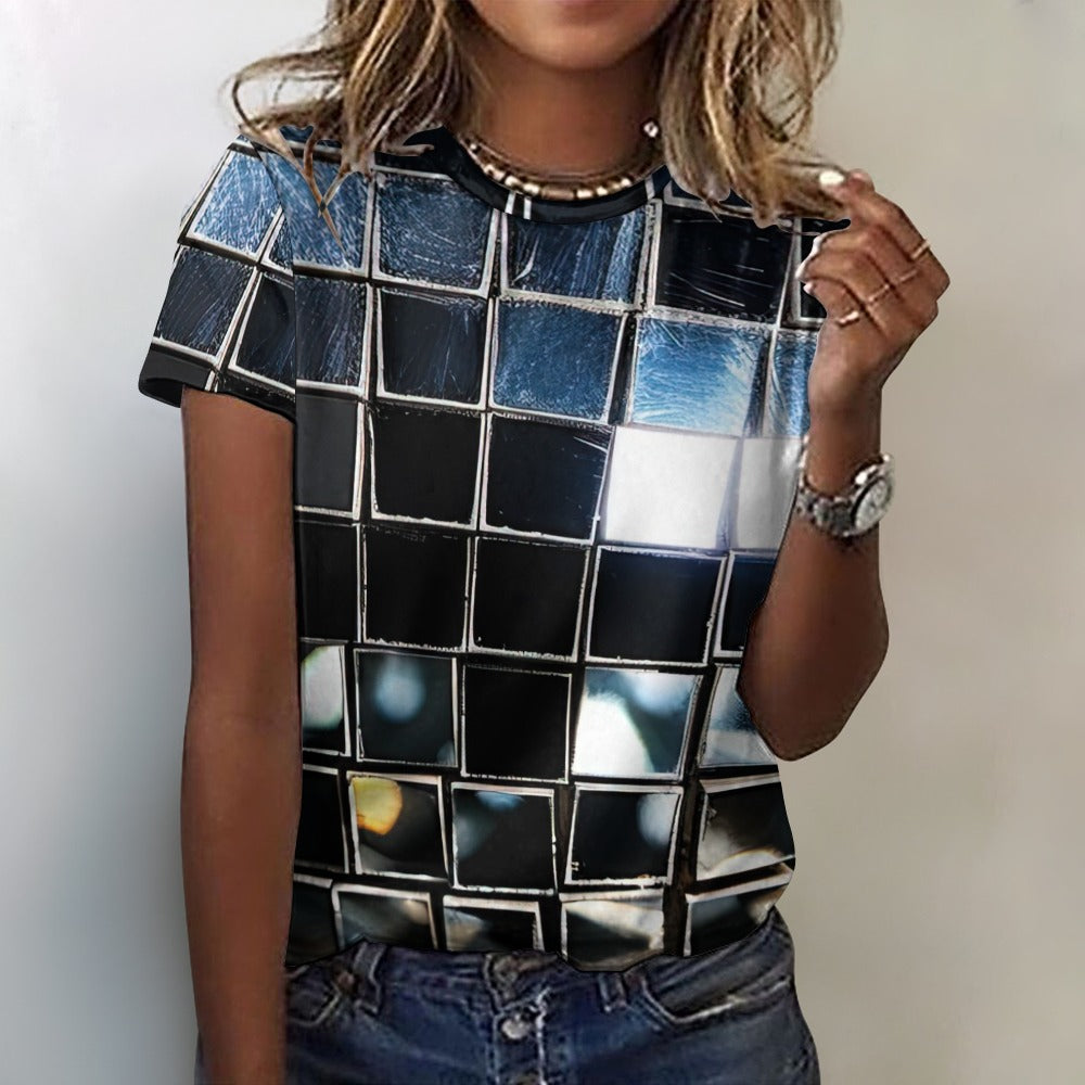 Women's 100% Cotton Disco Squares T-Shirt