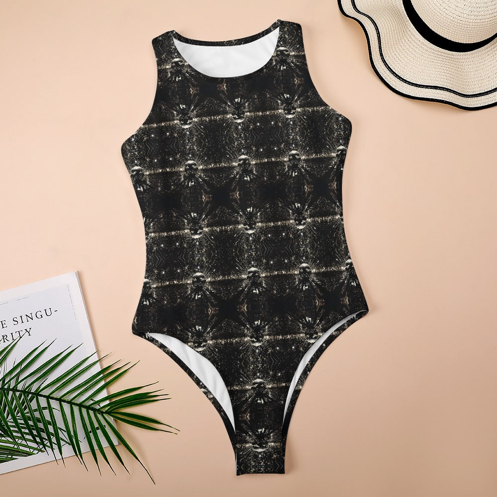 Black and White Kaleidoscopic Vest Jumpsuit