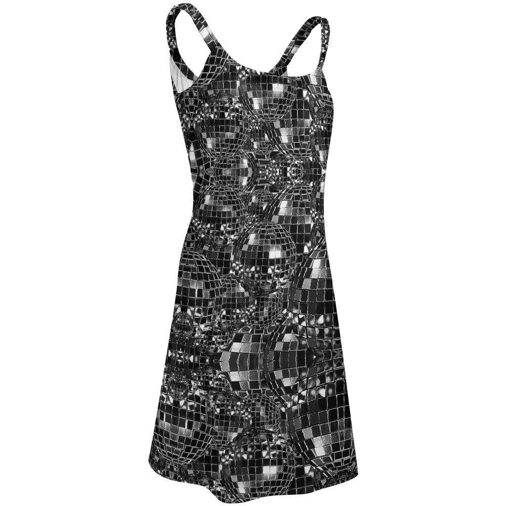 Black and White Disco Ball Pattern Beach Sling Skirt