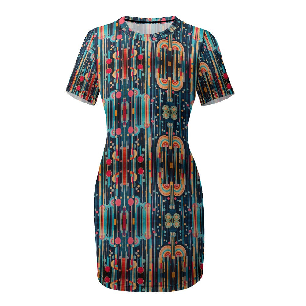 White Crew Neck Short Sleeve Dress