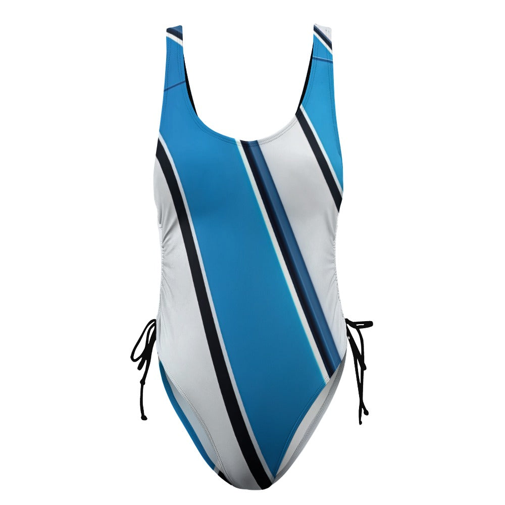 Ladies Blue and White One Piece Swimsuit