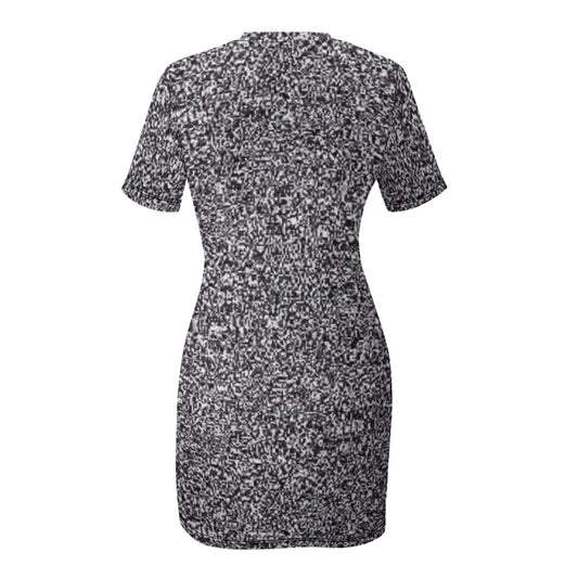 Black and White Crew Neck Short Sleeve Dress