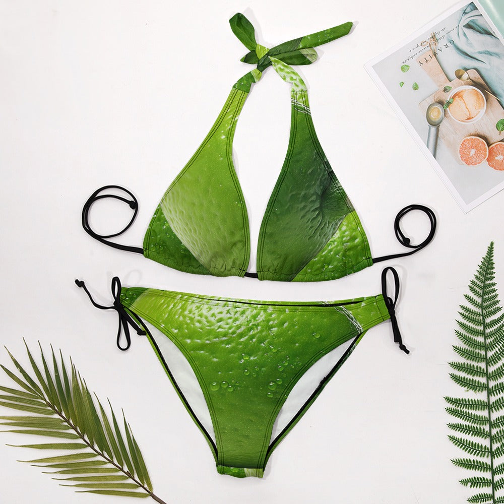 Ladies Sexy V-Neck Lime Bikini Swimsuit