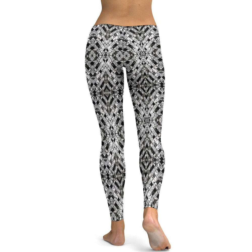 Black and White Diamond Yoga Pants